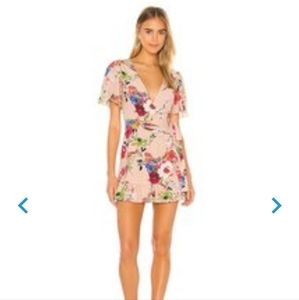 Revolve Privacy Please Finlay mini wrap dress nude amy floral size XS
